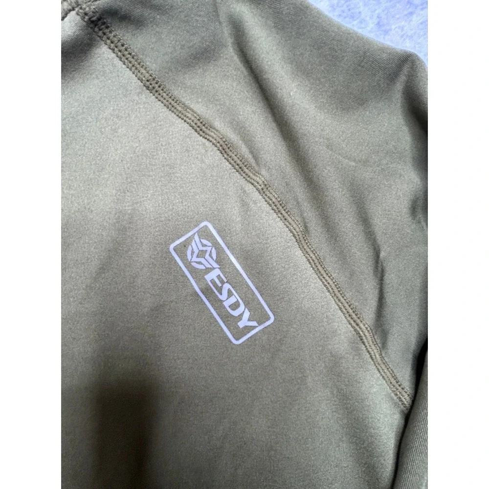 ESDY Mens Tactical Thermal Base Layer Set Olive Green Fleece Lined Large